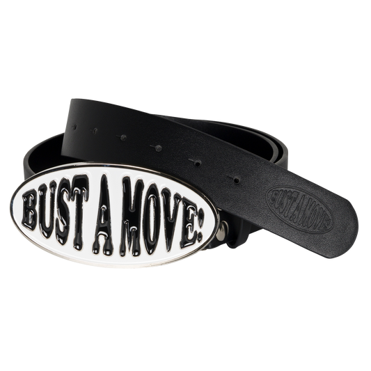 Bust a Move White Buckle Belt